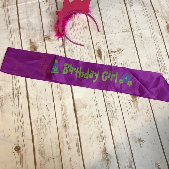 Purple Birthday Girl Sash and Pink Crown Tiara - Picture 9 of 9